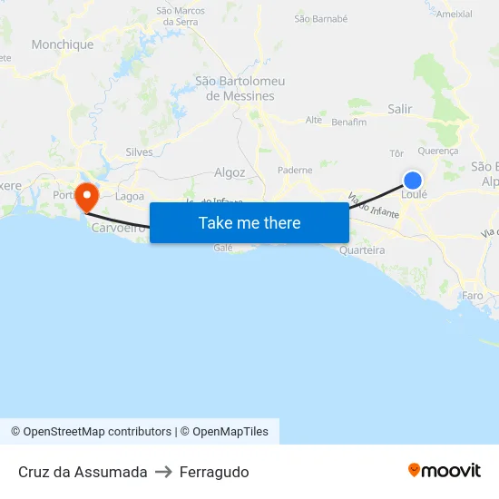Cruz da Assumada to Ferragudo map