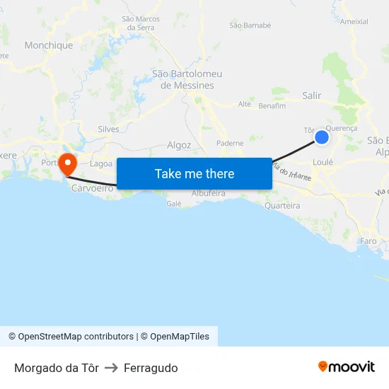 Morgado da Tôr to Ferragudo map