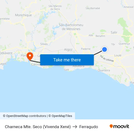 Charneca Mte. Seco (Vivenda Xené) to Ferragudo map