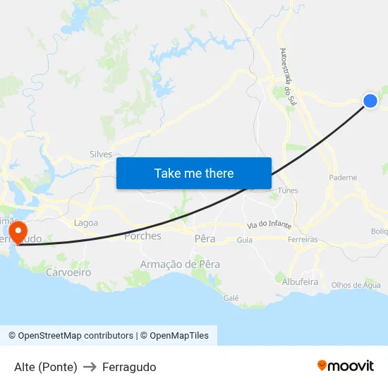 Alte (Ponte) to Ferragudo map