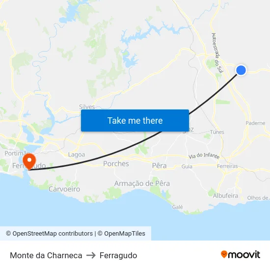 Monte da Charneca to Ferragudo map