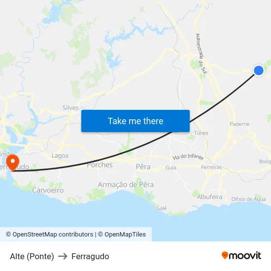 Alte (Ponte) to Ferragudo map