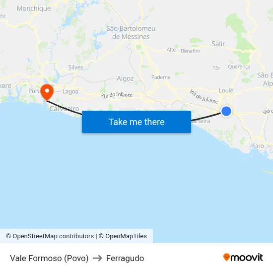 Vale Formoso (Povo) to Ferragudo map