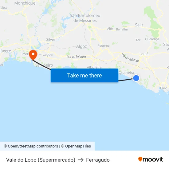 Vale do Lobo (Supermercado) to Ferragudo map