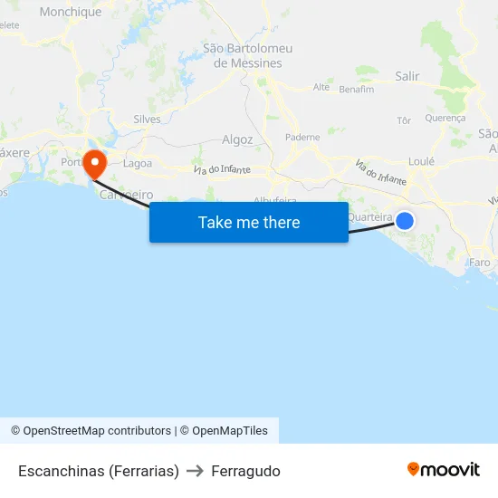 Escanchinas (Ferrarias) to Ferragudo map