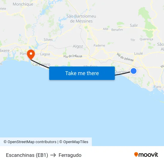 Escanchinas (EB1) to Ferragudo map