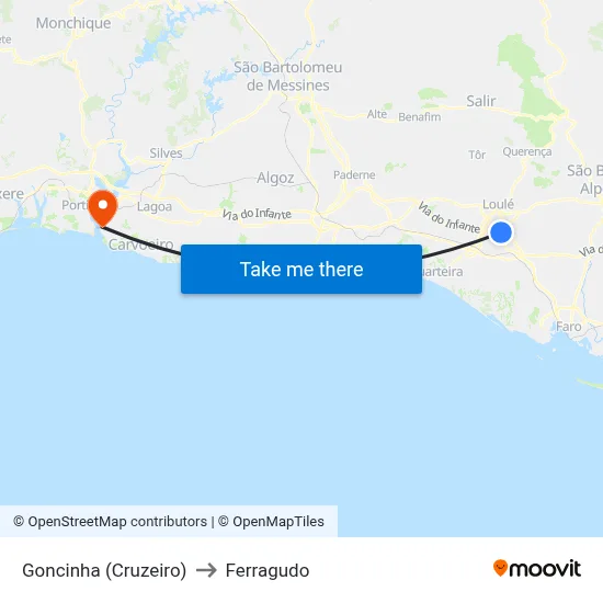 Goncinha (Cruzeiro) to Ferragudo map