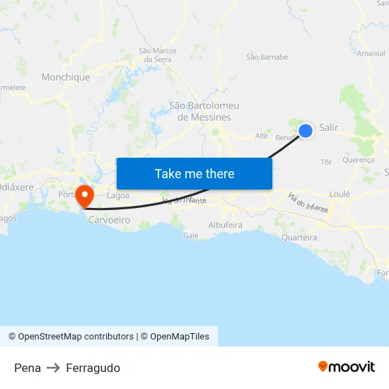 Pena to Ferragudo map