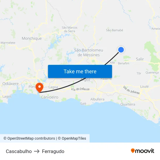 Cascabulho to Ferragudo map