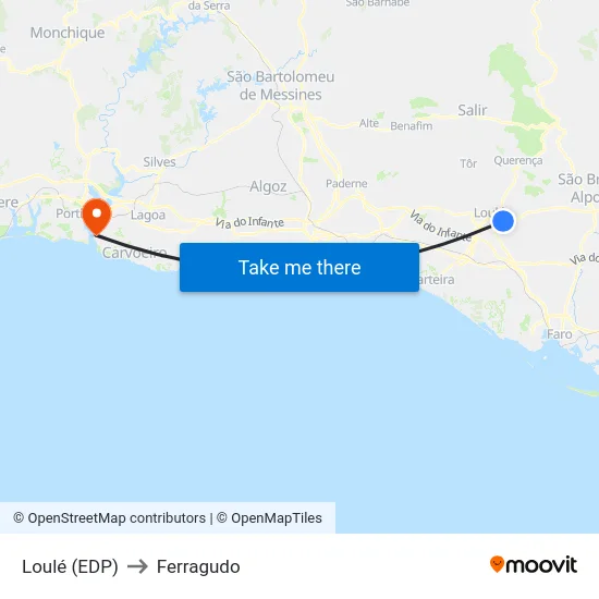Loulé (EDP) to Ferragudo map
