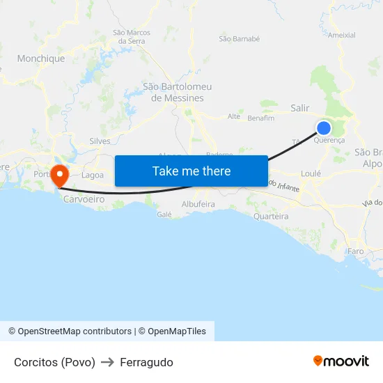 Corcitos (Povo) to Ferragudo map
