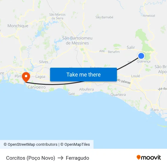 Corcitos (Poço Novo) to Ferragudo map