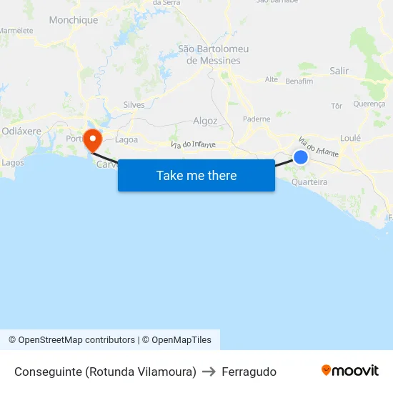 Conseguinte (Rotunda Vilamoura) to Ferragudo map