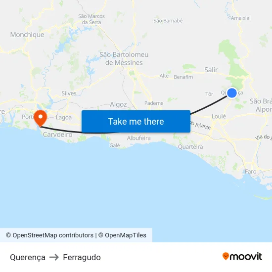 Querença to Ferragudo map