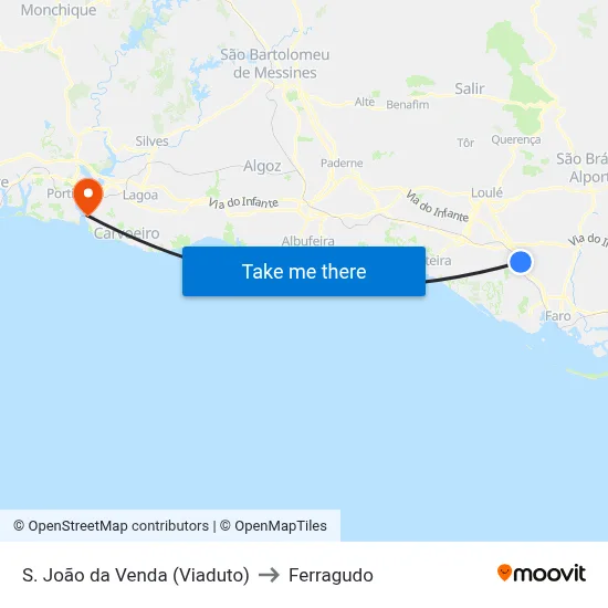 S. João da Venda (Viaduto) to Ferragudo map