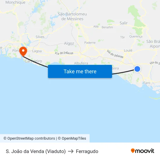 S. João da Venda (Viaduto) to Ferragudo map