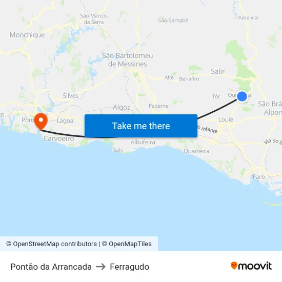 Pontão da Arrancada to Ferragudo map