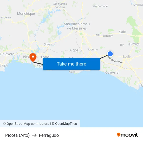 Picota (Alto) to Ferragudo map