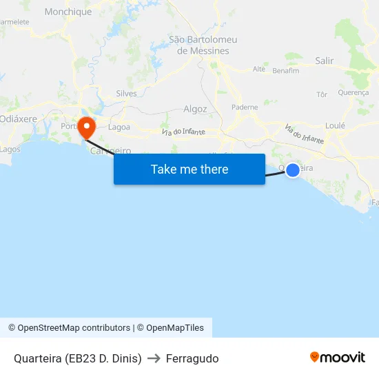Quarteira (EB23 D. Dinis) to Ferragudo map