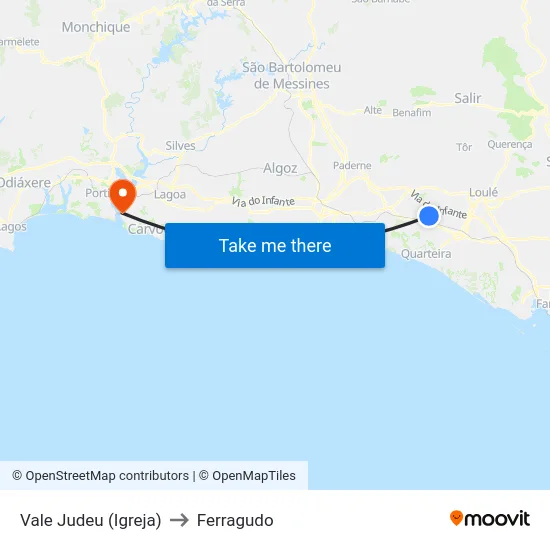 Vale Judeu (Igreja) to Ferragudo map