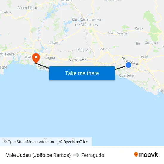 Vale Judeu (João de Ramos) to Ferragudo map