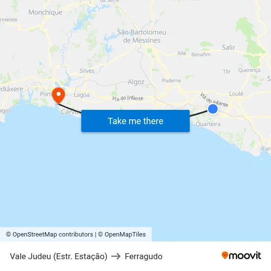 Vale Judeu (Estr. Estação) to Ferragudo map