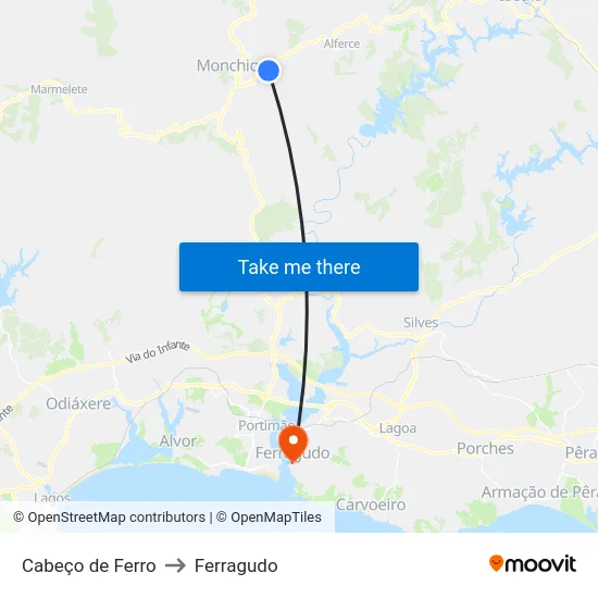 Cabeço de Ferro to Ferragudo map