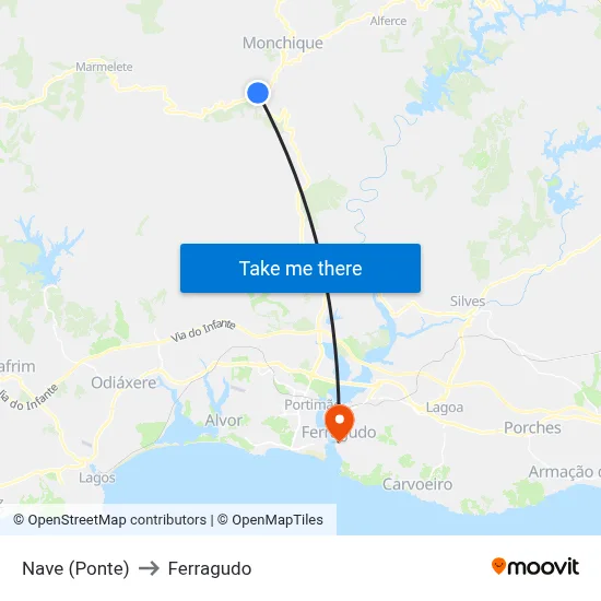 Nave (Ponte) to Ferragudo map