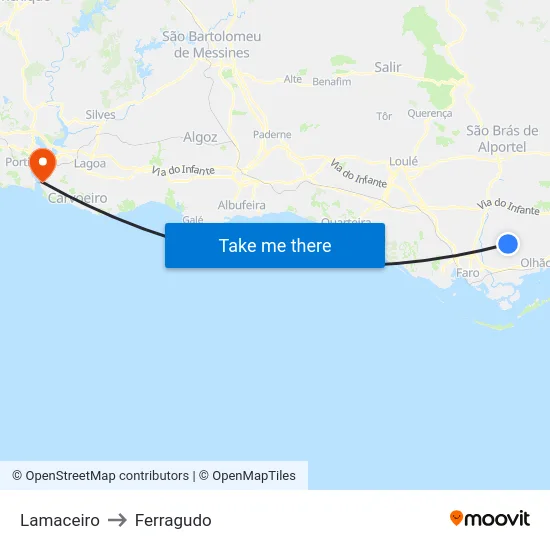 Lamaceiro to Ferragudo map