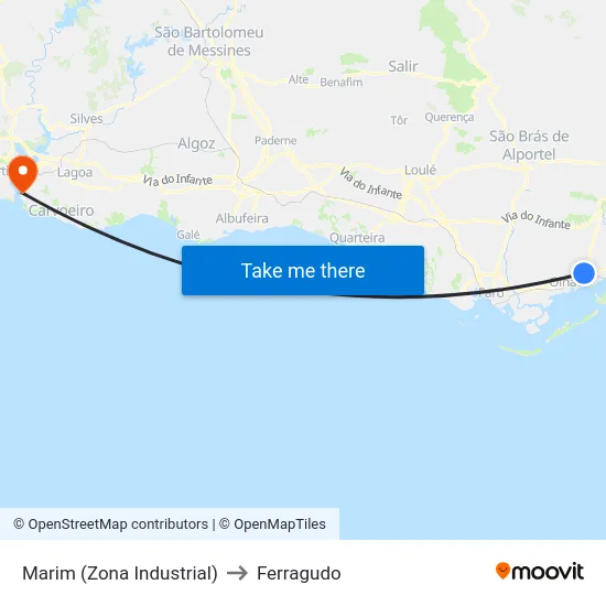 Marim (Zona Industrial) to Ferragudo map