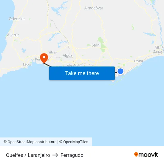 Quelfes / Laranjeiro to Ferragudo map