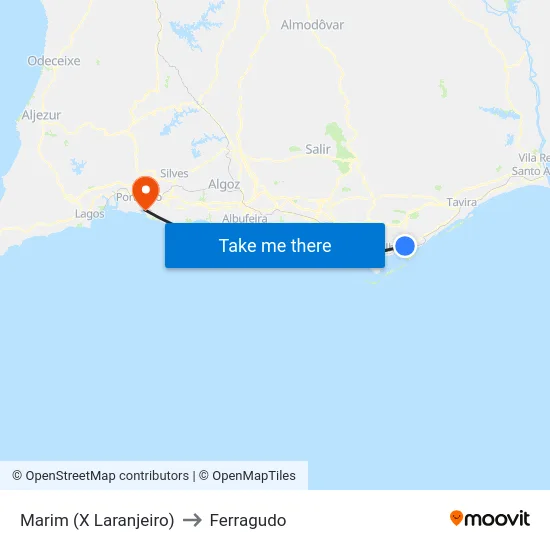 Marim (X Laranjeiro) to Ferragudo map