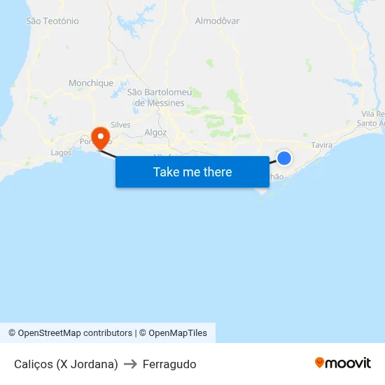 Caliços (X Jordana) to Ferragudo map