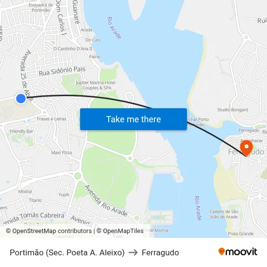 Portimão (Sec. Poeta A. Aleixo) to Ferragudo map
