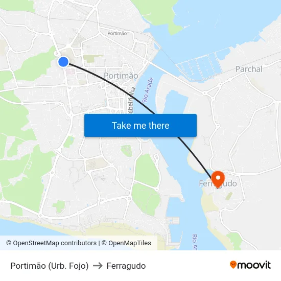 Portimão (Urb. Fojo) to Ferragudo map