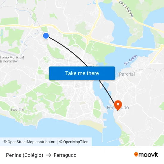 Penina (Colégio) to Ferragudo map