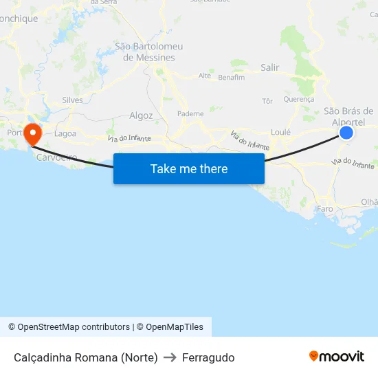 Calçadinha Romana (Norte) to Ferragudo map