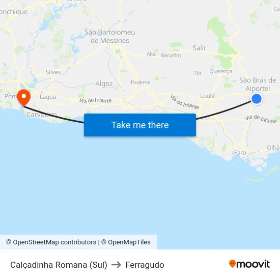 Calçadinha Romana (Sul) to Ferragudo map