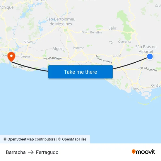 Barracha to Ferragudo map
