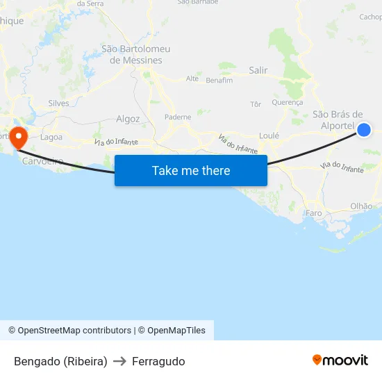 Bengado (Ribeira) to Ferragudo map
