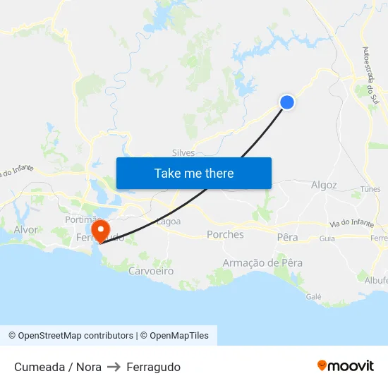Cumeada / Nora to Ferragudo map