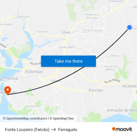Fonte Louzeiro (Falcão) to Ferragudo map