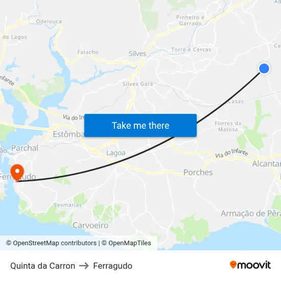 Quinta da Carron to Ferragudo map