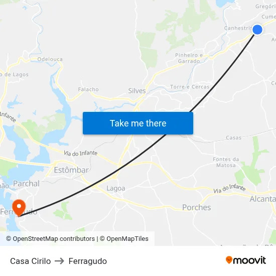 Casa Cirilo to Ferragudo map