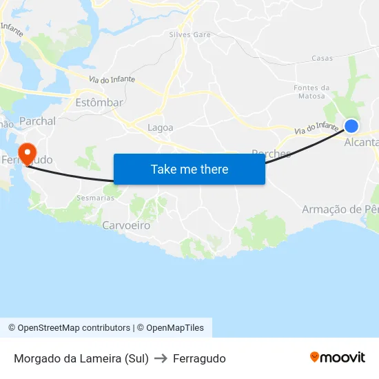 Morgado da Lameira (Sul) to Ferragudo map