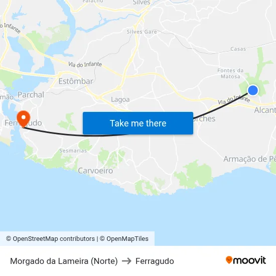 Morgado da Lameira (Norte) to Ferragudo map