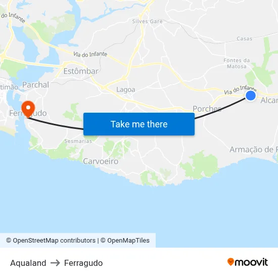 Aqualand to Ferragudo map