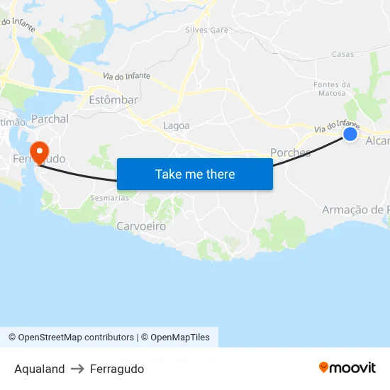 Aqualand to Ferragudo map