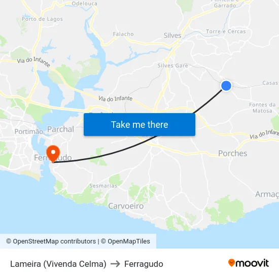 Lameira (Vivenda Celma) to Ferragudo map