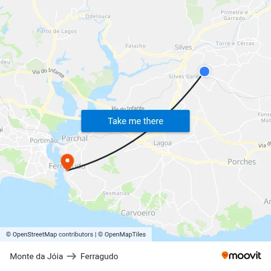 Monte da Jóia to Ferragudo map